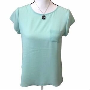 LIMITED Mint Green Semi Sheer Top Chest Pocket XS NEW